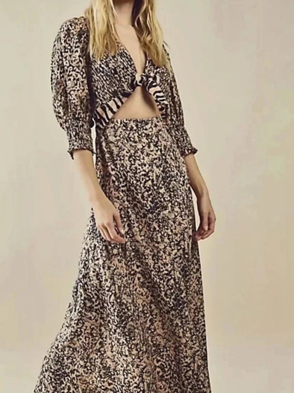 NWT Free People String Of Hearts Animal Printed Maxi Dress XS Women Casual 41609